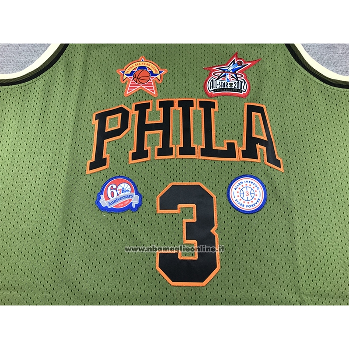 Maglia Philadelphia 76ers Allen Iverson #3 Mitchell & Ness 1996-97 Verde